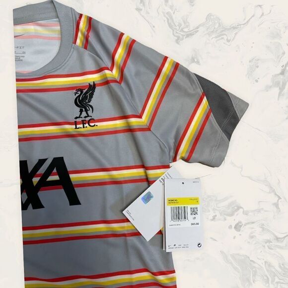 Nike L.F.C Liverpool Football Club Dri Fit Tee - Size S - Grey /Orange/Yellow - Picture 2 of 4